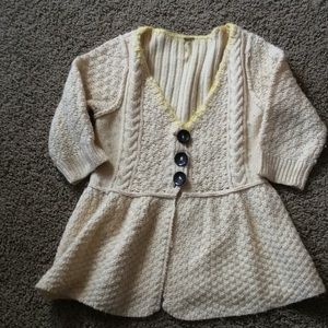 Free People cream sweater with yellow stitching!